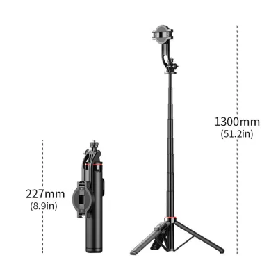 mobilNET Bluetooth selfie tyč, magnetická, tripod, 130 cm, čierna