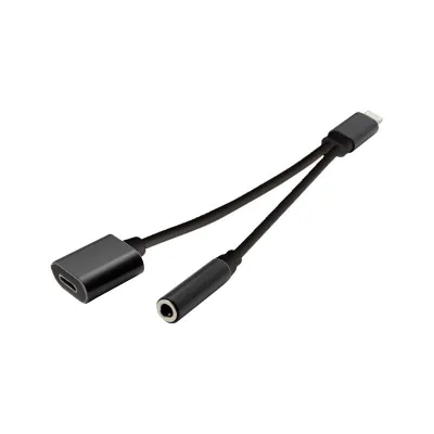 Adaptér Lightning – 3,5 mm jack + nabíjanie (E), čierny