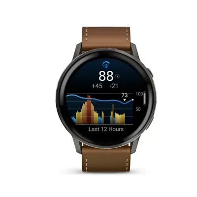 Garmin VENU 4 - 45mm, Black/ Slate + Leather (010-03014-03)