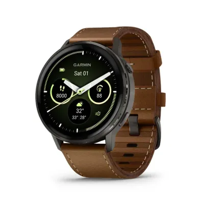 Garmin VENU 4 - 45mm, Black/ Slate + Leather (010-03014-03)
