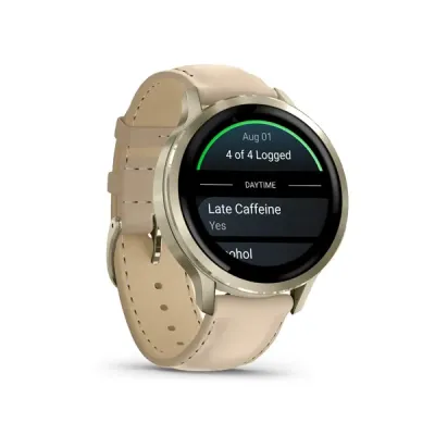 Garmin VENU 4 - 41mm, Beige/ Lunar Gold + Leather (010-03013-03)