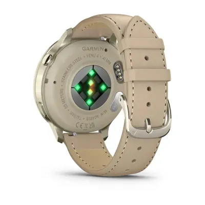Garmin VENU 4 - 41mm, Beige/ Lunar Gold + Leather (010-03013-03)