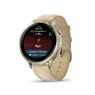 Garmin VENU 4 - 41mm, Beige/ Lunar Gold + Leather (010-03013-03)