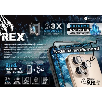 Sturdo REX ochranné sklo iPhone 15 (3X + SAPPHIRE camera protector)