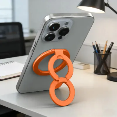 mobilNET kovový magnetický polohovateľný stojan, oranžový