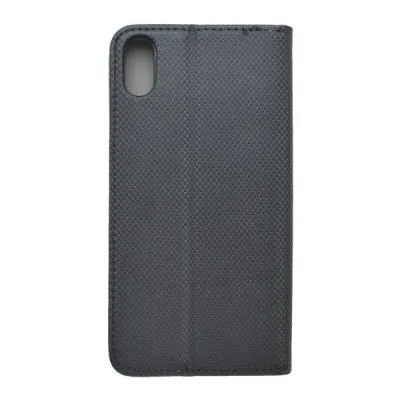 Bočné knižkové puzdro iPhone XS MAX čierne, vzorovaný povrch
