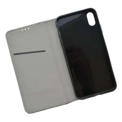Bočné knižkové puzdro iPhone XS MAX čierne, vzorovaný povrch