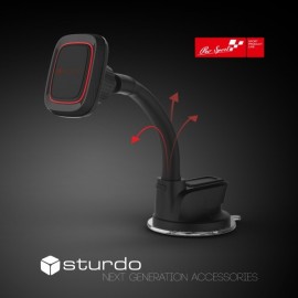 Magnetický držiak do auta STURDO Pro Sport čierny s nano prísavkou