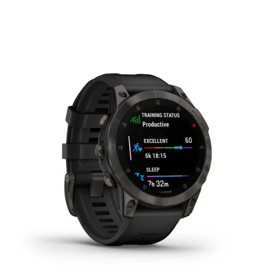 Garmin epix (Gen 2), Sapphire, Black, Carbone Gray DLC Titanium, Silicone Band