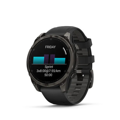 Garmin fenix 8 - 47mm, AMOLED, Sapphire, Carbon Gray DLC Titanium, Black/Pebble Gray band