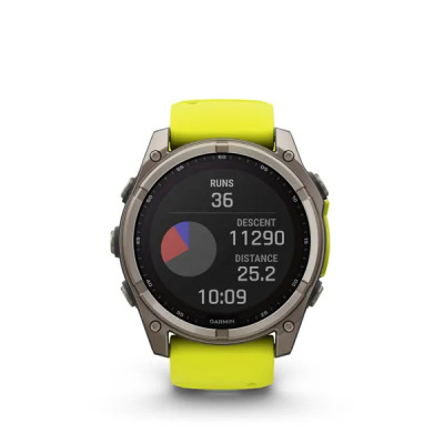 Garmin fenix 8 - 51mm, Sapphire Solar, Titanium, Amp Yellow/Graphite band