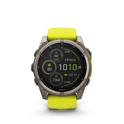 Garmin fenix 8 - 51mm, Sapphire Solar, Titanium, Amp Yellow/Graphite band