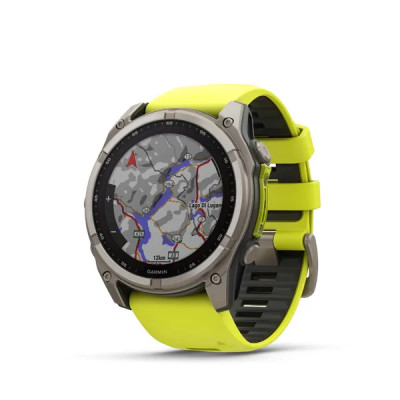 Garmin fenix 8 - 51mm, Sapphire Solar, Titanium, Amp Yellow/Graphite band