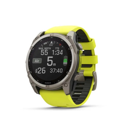 Garmin fenix 8 - 51mm, Sapphire Solar, Titanium, Amp Yellow/Graphite band