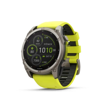 Garmin fenix 8 - 51mm, Sapphire Solar, Titanium, Amp Yellow/Graphite band