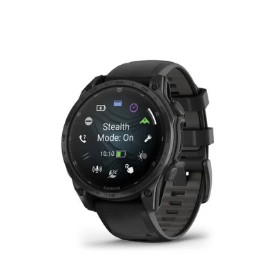 Garmin tactix 8 - 47mm, AMOLED, Sapphire, Black DLC Titanium, Black/Pebble Gray band  (Applied Ballistics Ultralight™)