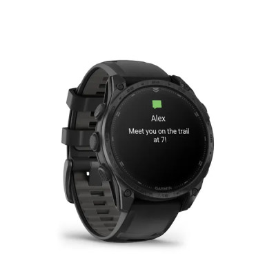 Garmin tactix 8 - 47mm, AMOLED, Sapphire, Black DLC Titanium, Black/Pebble Gray band  (Applied Ballistics Ultralight™)