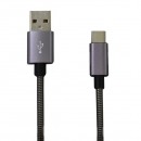 Kábel USB typ C 2A 1m sivý
