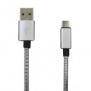 Kábel micro USB 2A 1m strieborný
