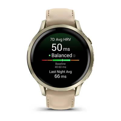 Garmin VENU 4 - 41mm, Beige/ Lunar Gold + Leather