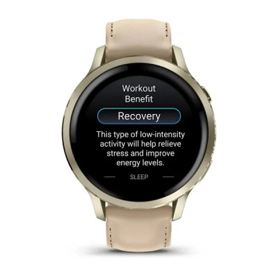 Garmin VENU 4 - 41mm, Beige/ Lunar Gold + Leather