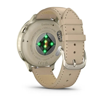 Garmin VENU 4 - 41mm, Beige/ Lunar Gold + Leather