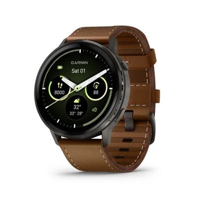 Garmin VENU 4 - 45mm, Black/ Slate + Leather