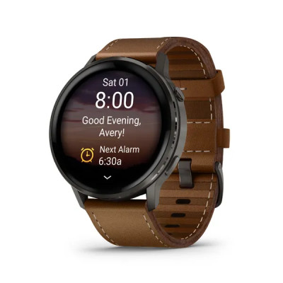 Garmin VENU 4 - 45mm, Black/ Slate + Leather