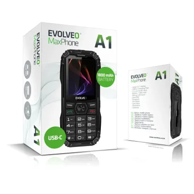 EVOLVEO MaxPhone A1, tlačidlový telefón Dual SIM, Čierny