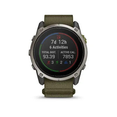 Garmin Enduro 4, Sapphire Solar, Titanium, Dark olive ComfortFit Fabric band (010-04799-01)
