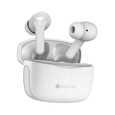 STURDO Bezdrôtové slúchadlá True Wireless M83 s funkciou ENC, biele