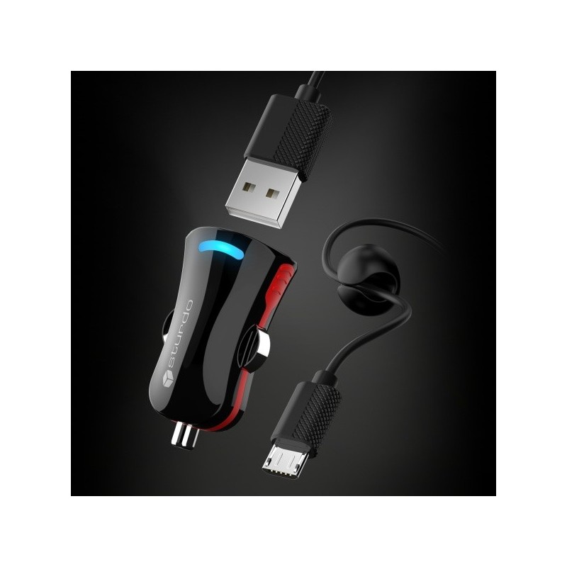 Sturdo autonabíjačka Pro Sport, micro USB kábel, čierna