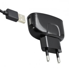 Čierna sieťová nabíjačka 1xUSB - adaptér a kábel micro USB, 2A, 1m